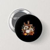 Boho bloemige pompoen kruis herfst Jezus christeli Ronde Button 5,7 Cm (Voorkant /achterkant)