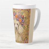 Boho Bloemige Poodle  Latte Mok (Rechterhoek)