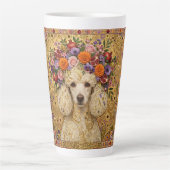 Boho Bloemige Poodle  Latte Mok (Voorkant)