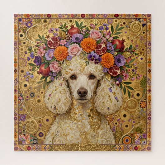 Boho Bloemige Poodle Puzzel (Verticaal)