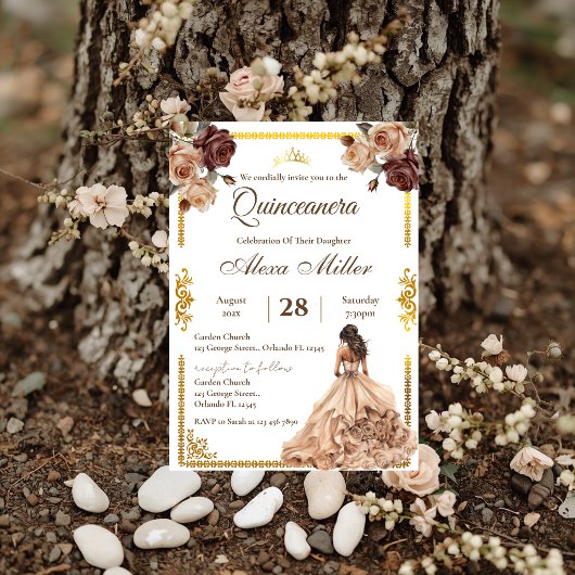 Boho bloemige Quinceañera uitnodiging