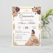 Boho bloemige Quinceañera uitnodiging (Staand voorkant)