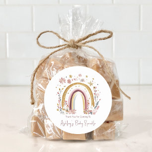 Boho Bloemige Regenboog Baby Sprinkle Bedankt Ronde Sticker