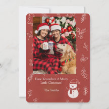 Boho Bloemige Rode Persoonlijke Kerstgroet