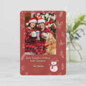 Boho Bloemige Rode Persoonlijke Kerstgroet Feestdagenkaart (Staand voorkant)