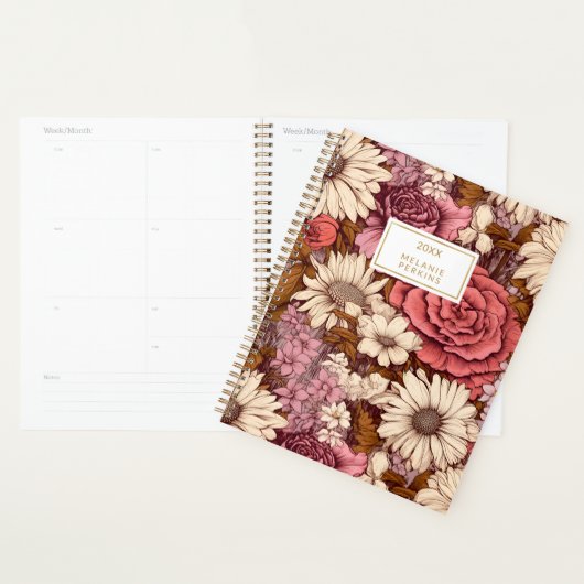  Boho bloemige roze crème wilde bloemen Planner (Display)