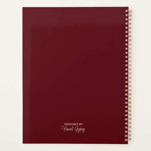 Boho bloemige roze crème wilde bloemen Planner (Achterkant)