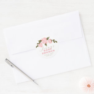Boho Bloemige Roze Meisje Shower Bedankt Ronde Sticker