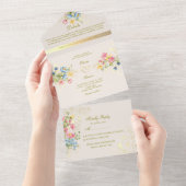 Boho Bloemige Rustieke Chic Trouwdag All In One Uitnodiging (Afscheurbaar)