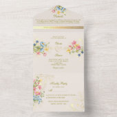 Boho Bloemige Rustieke Chic Trouwdag All In One Uitnodiging (Binnen)