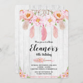 Boho Bloemige Rustieke Verjaardagsuitnodiging Kaart (Voorkant / Achterkant)