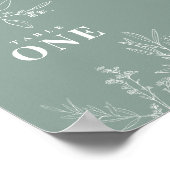 Boho Bloemige Saliegroene Tafelnummer Poster (Hoek)