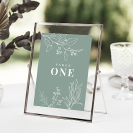 Boho Bloemige Saliegroene Tafelnummer Poster