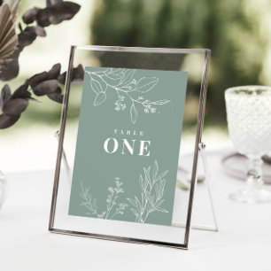 Boho Bloemige Saliegroene Tafelnummer Poster