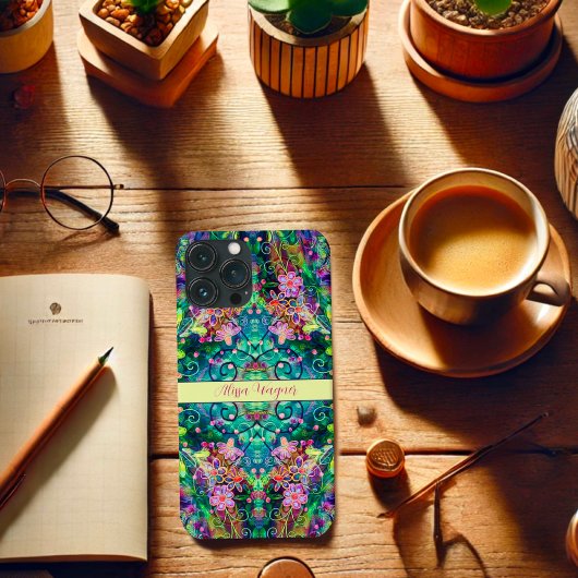 Boho  bloemige stijlvolle kleurrijke naam Case-Mate iPhone case