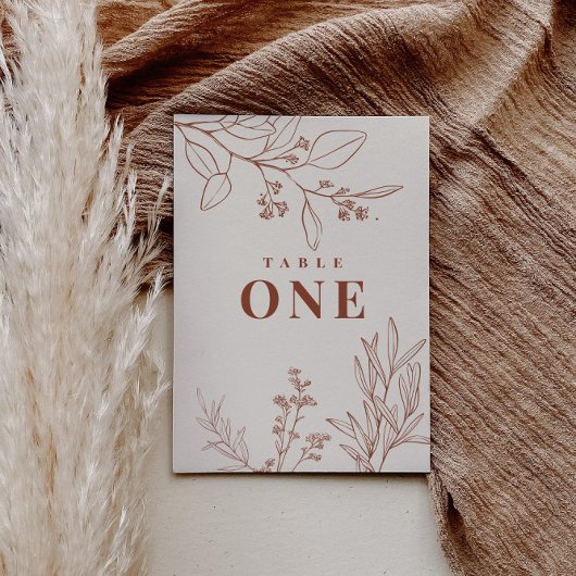 Boho Bloemige Tafel Nummers Kaart