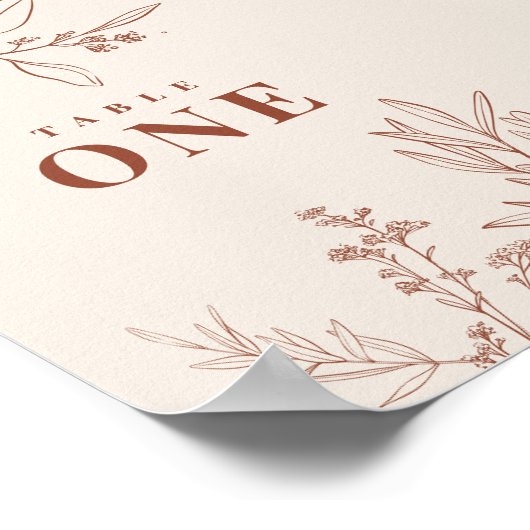 Boho Bloemige Tafel Nummers Poster (Hoek)