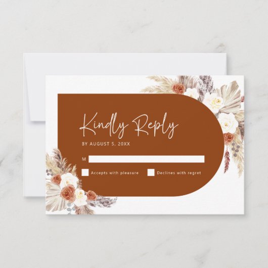 Boho Bloemige Terracotta Boog Bruidsdouche RSVP Kaartje (Voorkant)