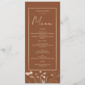 Boho Bloemige Terracotta Bruiloft Menu (Voorkant)