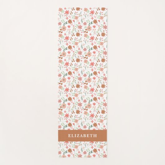 Boho Bloemige Terracotta Moderne Gepersonaliseerde Yogamat (Voorkant)