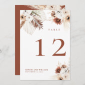 Boho Bloemige Terracotta Tafelnummers (Voorkant / Achterkant)