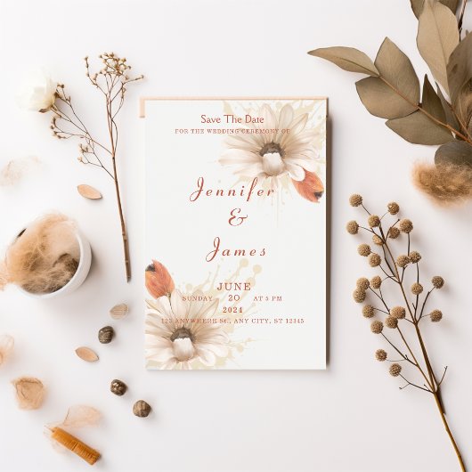 boho bloemige trouw uitnodiging save the date