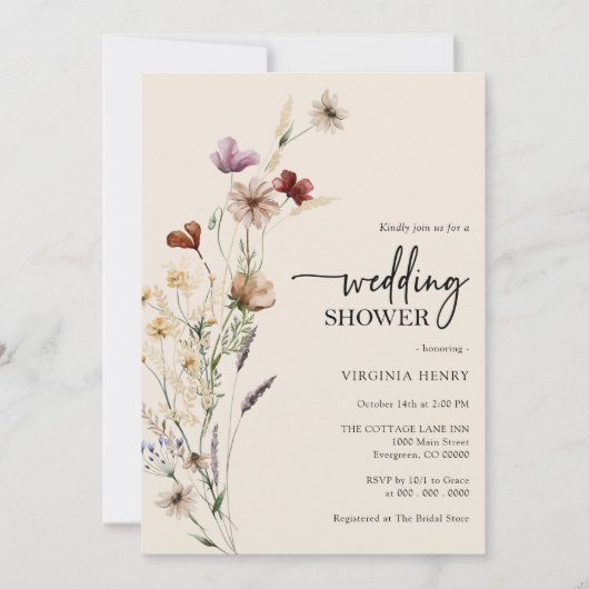 Boho bloemige trouwfeest uitnodiging (Voorkant)