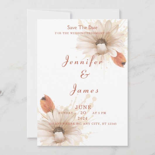 boho bloemige trouwkaart save the date kaart (Voorkant)