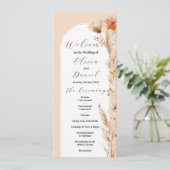 Boho Bloemige Trouwmenu Ceremonie Details Programmakaart (Staand voorkant)