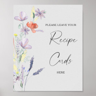 Boho bloemige Uw receptkaart hier Poster