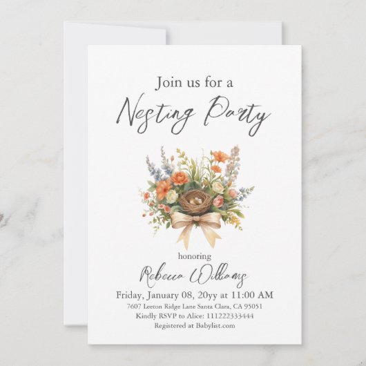 Boho Bloemige Veer Je Nest Boog Baby Shower Kaart (Voorkant)