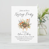 Boho Bloemige Veer Je Nest Boog Baby Shower Kaart (Staand voorkant)