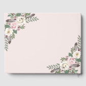 Boho Bloemige Veer Roze Trouw Monogram Gastenboek (Achterkant)