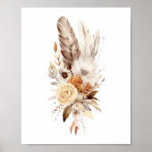 Boho bloemige veren botanische waterverf wandkunst poster (Voorkant)