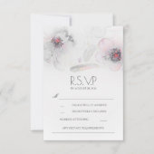 Boho bloemige veren waterverf grijs RSVP kaart (Voorkant)