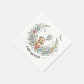 Boho bloemige verjaardagsbeer servet (Hoek)