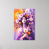Boho Bloemige Vrouw Canvasprint Canvas Afdruk (Voorkant)