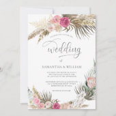 Boho bloemige waterverf blush roze roos kaart (Voorkant)