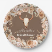 Boho Bloemige Westerse Bruidsdouche Papieren Bordje (Voorkant)