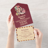 Boho Bloemige Westerse Bruiloft All In One Uitnodiging (Afscheurbaar)