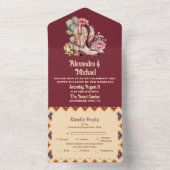 Boho Bloemige Westerse Bruiloft All In One Uitnodiging (Binnen)