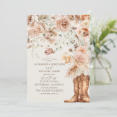 Boho Bloemige Westerse Bruiloft Kaart (Staand voorkant)
