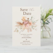 Boho Bloemige Westerse Bruiloft Save The Date (Staand voorkant)