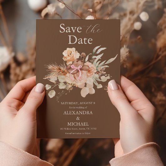 Boho Bloemige Westerse Bruiloft Save The Date