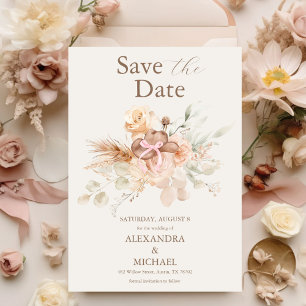 Boho Bloemige Westerse Bruiloft Save The Date