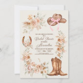 Boho Bloemige Westerse Bruiloftsborrel Kaart (Voorkant)