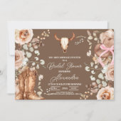Boho Bloemige Westerse Bruiloftsborrel Kaart (Voorkant)