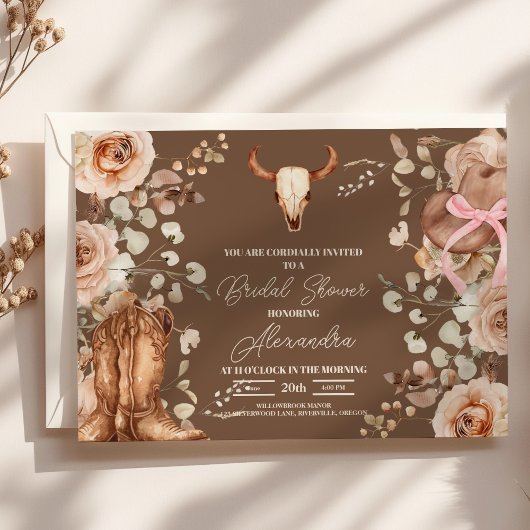 Boho Bloemige Westerse Bruiloftsborrel Kaart