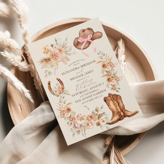 Boho Bloemige Westerse Trouwdag Kaart