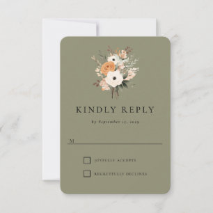 Boho bloemige westerse trouwreactiekaart RSVP kaartje